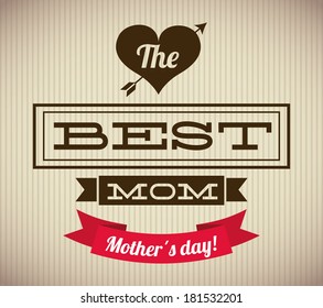 Happy mothers day card over vintage background, vector illustration