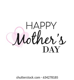 Happy Mother's day card with pink heart, Happy Mother's day Vector Illustration