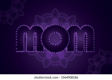 Happy mothers day card with realistic typography on purple background