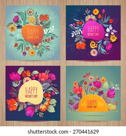 Happy Mother's Day card set Floral Compositions Tulip Daisy Cherry