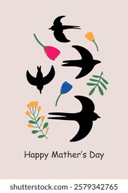 Happy Mother's Day Card. Template for ads, branding, banner, cover, label, poster print
