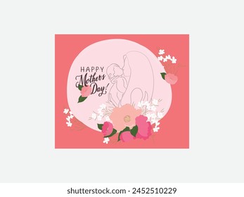 Happy mothers day card templates cute vintage hand drawn botanical eps 10 file Happy mother day Royalty Free