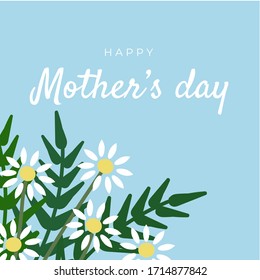Happy Mother's day card with white flowers for mother. Vector Background illustration. Happy mothers day pattern template gift for mom. White flowers for mother