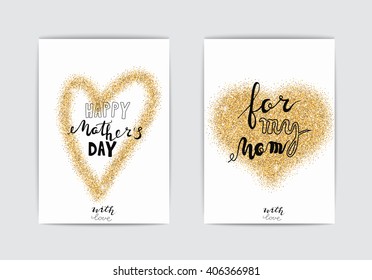 Happy mother's day cards. Mother's day vector set. For my mom, happy mothers day, with love.