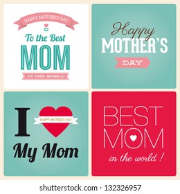 Happy Mothers Day Cards Vintage Retro Type Font