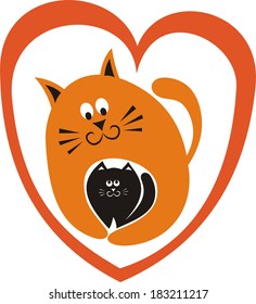 Happy mother's day cats vector illustration