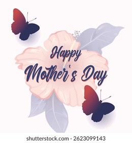 Happy mother`s day celebration butterfly and text