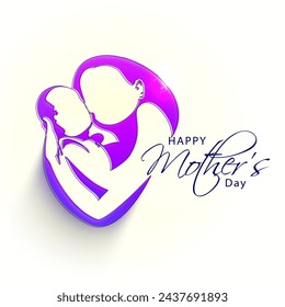 Happy Mother's Day celebration concept with illustration of a mother with her child.