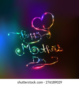 Happy Mother's Day celebration - digital hand drawn in pyrotechnics style. 