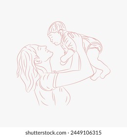 Happy mothers day celebration greeting card background mom and child love greeting card