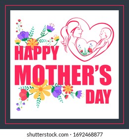 Happy Mother's Day celebration greetings background template design for banner or card in vector