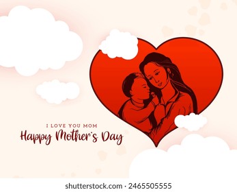 Happy Mother's day celebration joyful greeting card illustration vector