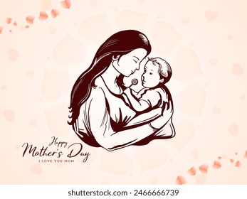 Happy Mother's day celebration joyful greeting card illustration vector