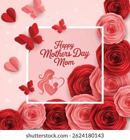 Happy mothers day celebration wishes card vector design background