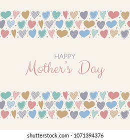 Happy Mother's Day - colorful poster with cute hearts and wishes. Vector.