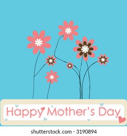 Happy Mother's Day colorful retro flowers blue background