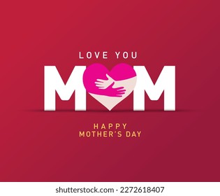 Happy mother's day concept greeting card with heart background.