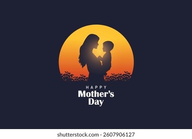 Happy mother's day concept vector illustration. Mother holding a children in her hands.