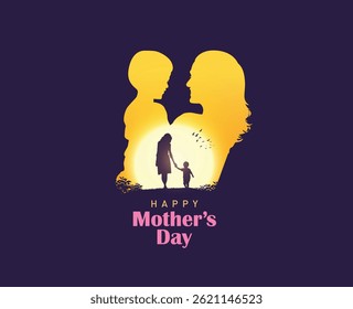 Happy mother's day concept vector illustration. Mother holding a children in her hands.