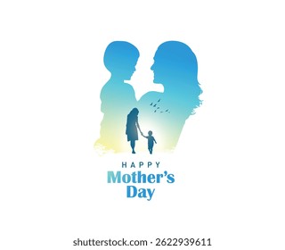 Happy mother's day concept vector illustration. Mother holding a children in her hands.
