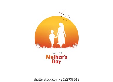 Happy mother's day concept vector illustration. Mother holding a children in her hands.