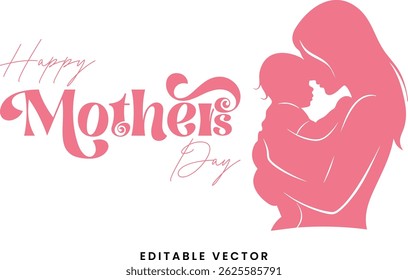 Happy mothers day concept vector. Loving mother holding baby