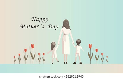 Happy mother's day concept vector illustration. Mother holding a children in her hands.a simplified silhouette of a mother and child. Perfect for social media posts,