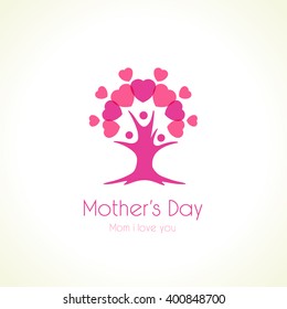 Happy Mothers Day congrats. Family business concept. Vector poster design for Mother's day, sale shopping special offer banner. Best Mom ever greeting card. Abstract isolated graphic design template.