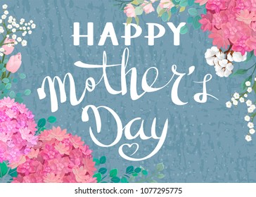 Happy Mothers Day Congratulatory Background Flowers Stock Vector ...