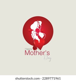 Happy mothers day creative theme. mothers day. vector mob and baby. mothers day celebration. vector poster, banner, flyer design. vector heart.