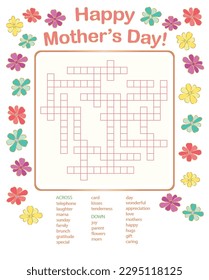 Happy Mother's Day Crossword with Colorful Flowers