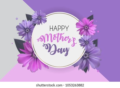 Happy Mother`s Day Cute Background with Flowers. Vector Illustration EPS10