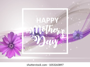 Happy Mother`s Day Cute Background with Flowers. Vector Illustration EPS10