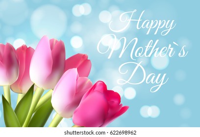 Happy Mother`s Day Cute Background with Flowers. Vector Illustration EPS10