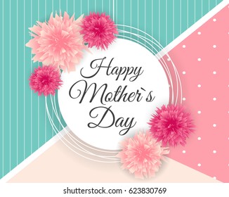 Happy Mother`s Day Cute Background with Flowers. Vector Illustration EPS10
