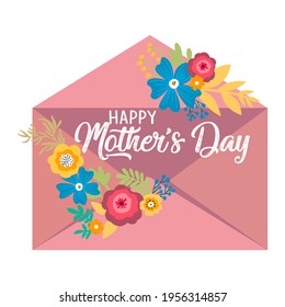 Happy Mother's day. Cute card with flowers. Vector illustration.