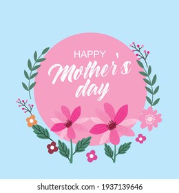 Happy mothers day with cute flowers