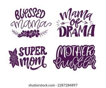 Happy Mothers Day - cute lettering postcard. T-shirt design, invitation, mug print. 