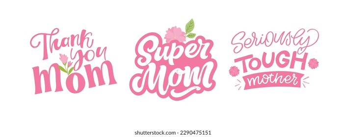 Happy Mothers Day - cute lettering postcard with flowers. T-shirt design, mug print, lettering art.
