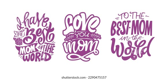 Happy Mothers Day - cute lettering postcard with flowers. T-shirt design, mug print, lettering art.
