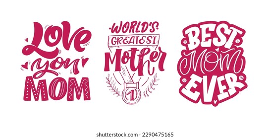 Happy Mothers Day - cute lettering postcard with flowers. T-shirt design, mug print, lettering art.
