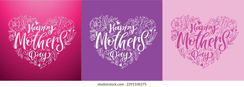 Happy Mothers Day - cute lettering postcard with flowers. T-shirt design, mug print, lettering art.