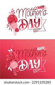 Happy Mothers Day - cute lettering postcard with flowers. T-shirt design, mug print, lettering art.