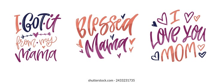 Happy Mothers day - cute lettering art for postcard, t-shirt design, mug print, wed, invitation. Best mom ever. 100% vector