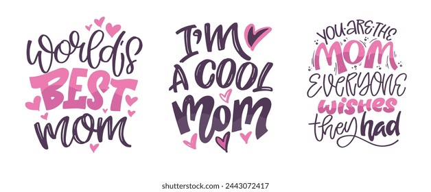 Happy Mothers day - cute lettering art for postcard, t-shirt design, mug print, wed, invitation. Best mom ever. 100% vector