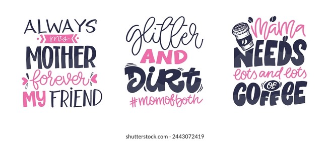 Happy Mothers day - cute lettering art for postcard, t-shirt design, mug print, wed, invitation. Best mom ever. 100% vector