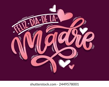 Feliz Día de la Madre - postal de letras lindas en español. Postal, invitación. Diseño de camiseta, impresión de taza.