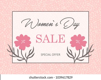 Happy Mother`s Day cute sale background with flowers