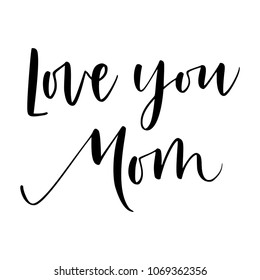 Happy mother's day. Cute simple lettering composition with floral doodle elements.