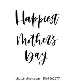 Happy mother's day. Cute simple lettering composition with floral doodle elements.